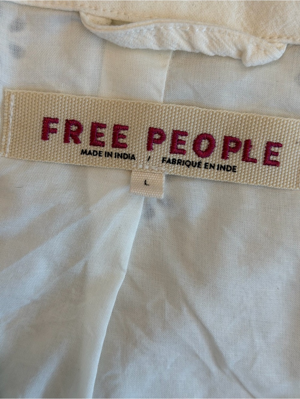 Free People Cream Eyelet Cropped Button Front Blouse - Picture 3 of 10